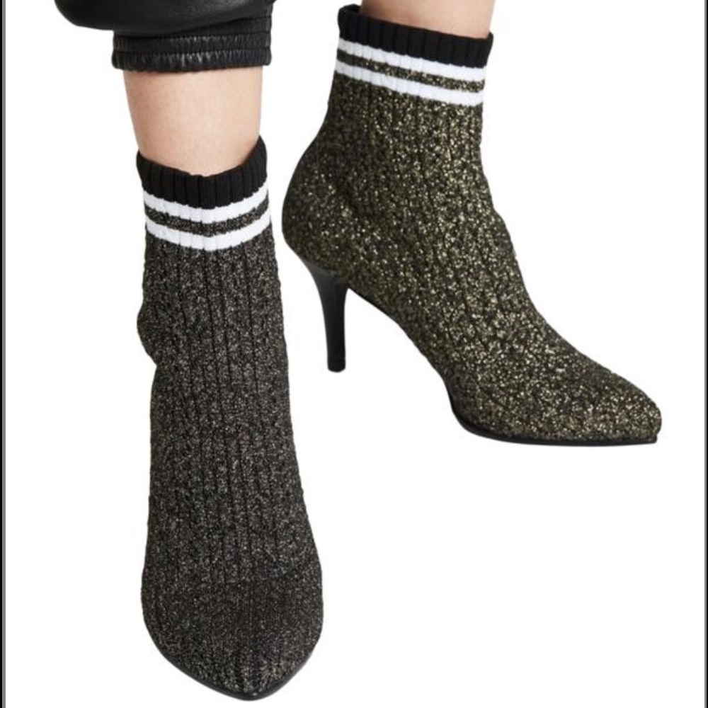 Stuart Weitzman Waverly B&W Ankle Sock Booties